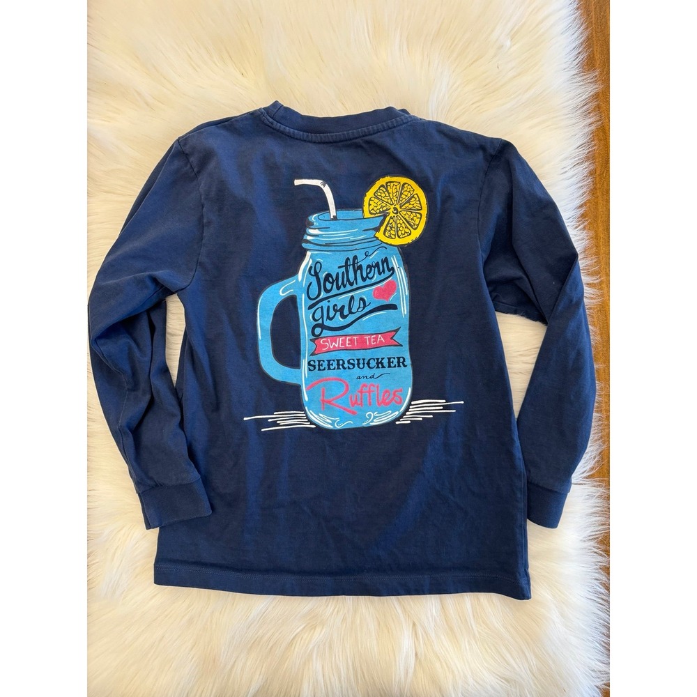 Ruffle Butts 6/7 sweet‎ tea long sleeve tee navy